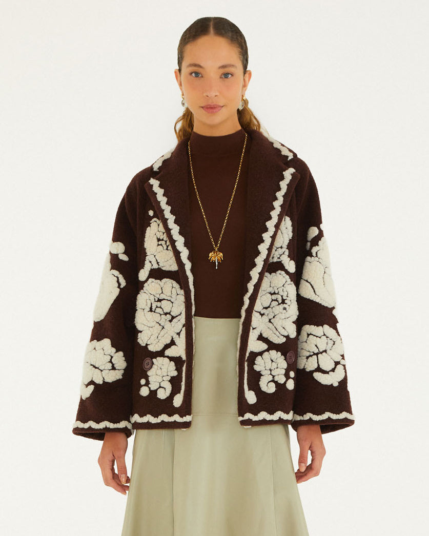 Flowers Coat - Brown