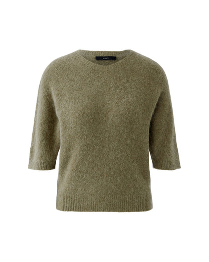Fluffy Short Sleeve Knit Jumper - Green Garden