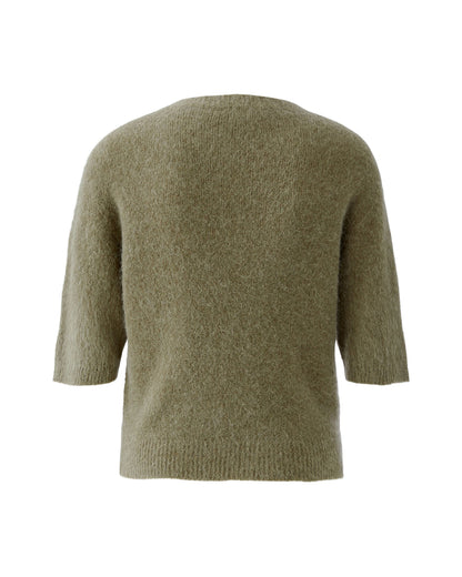 Fluffy Short Sleeve Knit Jumper - Green Garden