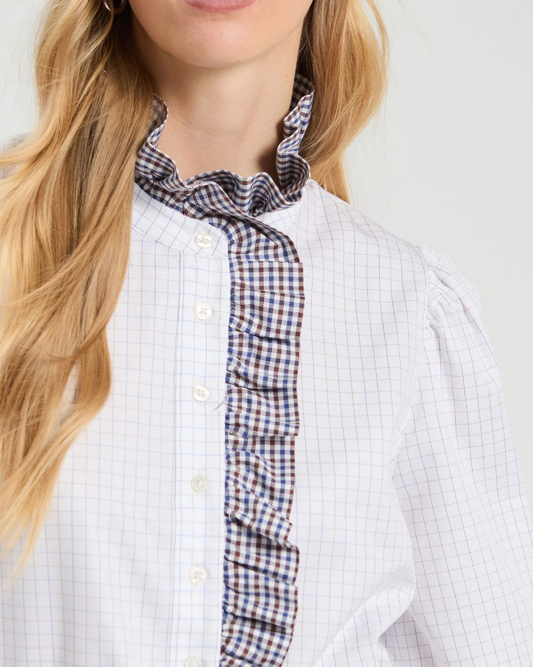Frilled Neck Shirt - White
