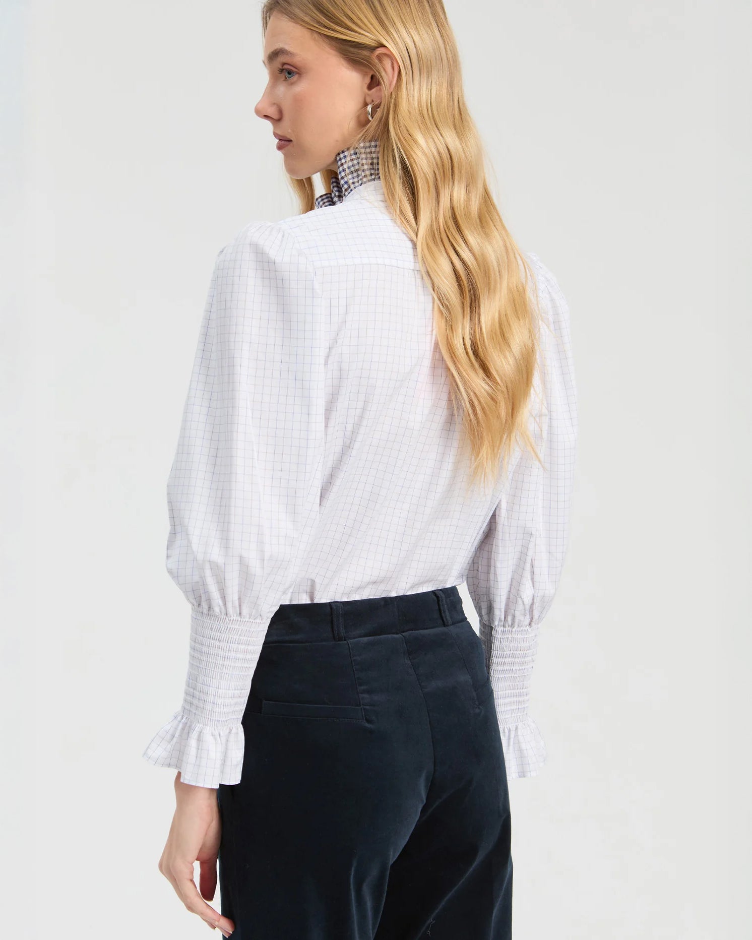 Frilled Neck Shirt - White