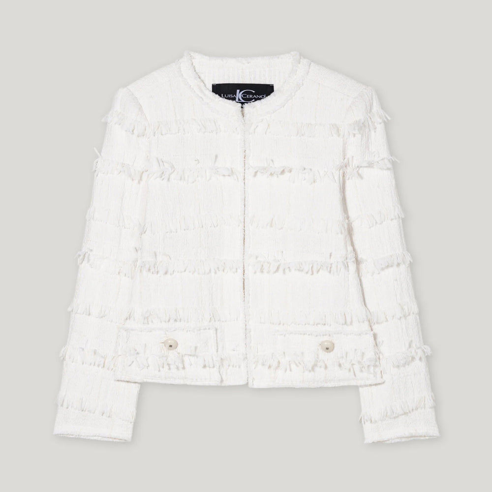 Fringe Detail Jacket - Off White