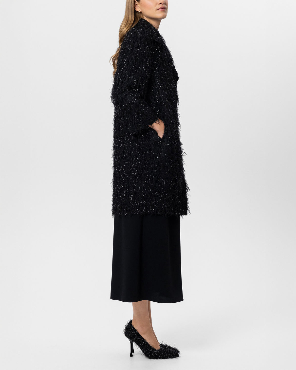 Fringe Style Coat - Black