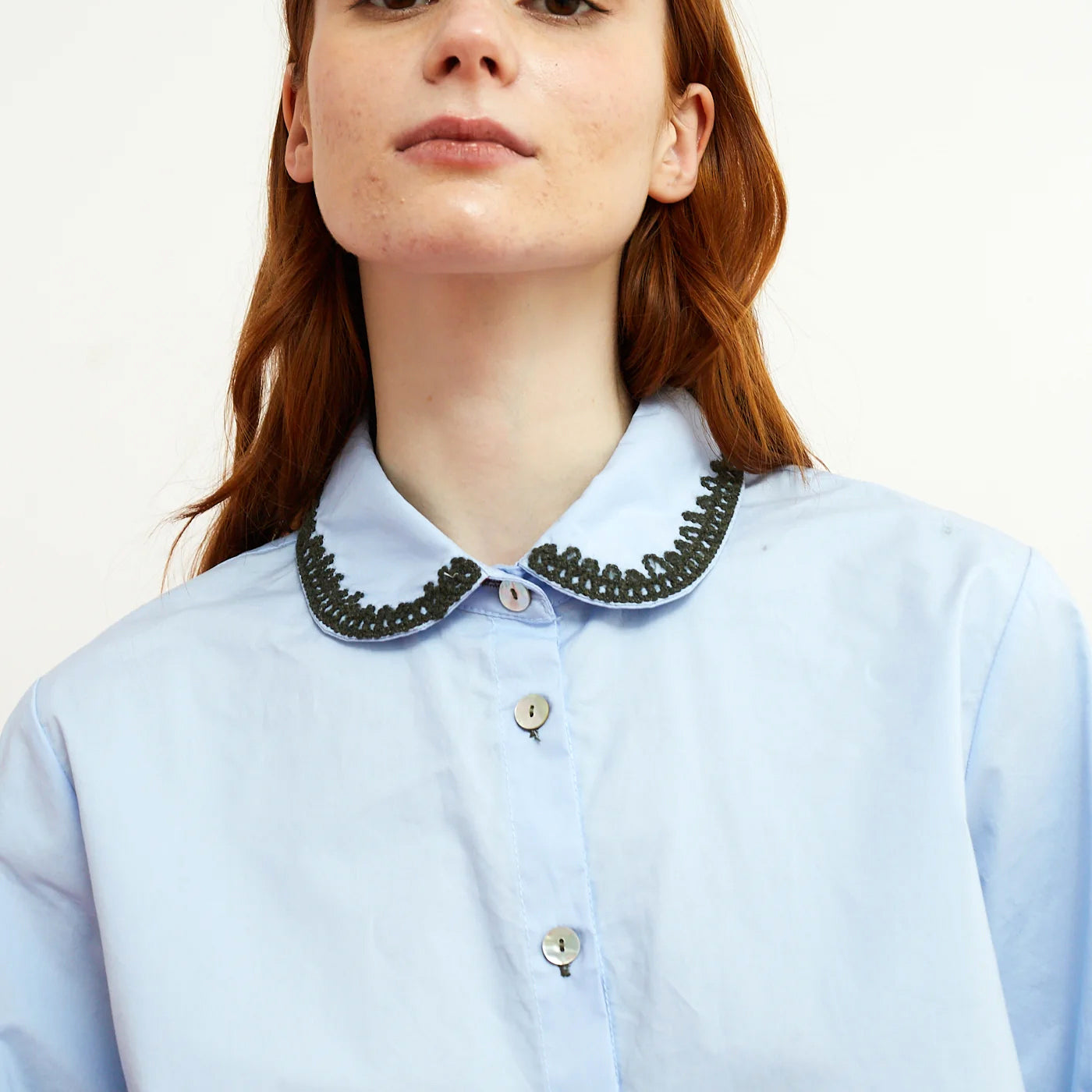 Fun Embroidered Collar Shirt - Blue