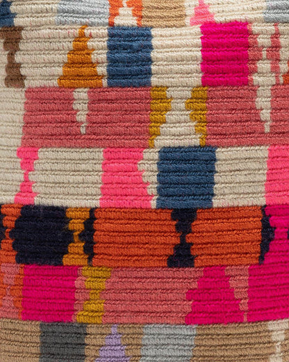 Crossbody Bag With Macrame Handle - Fuchsia Multi