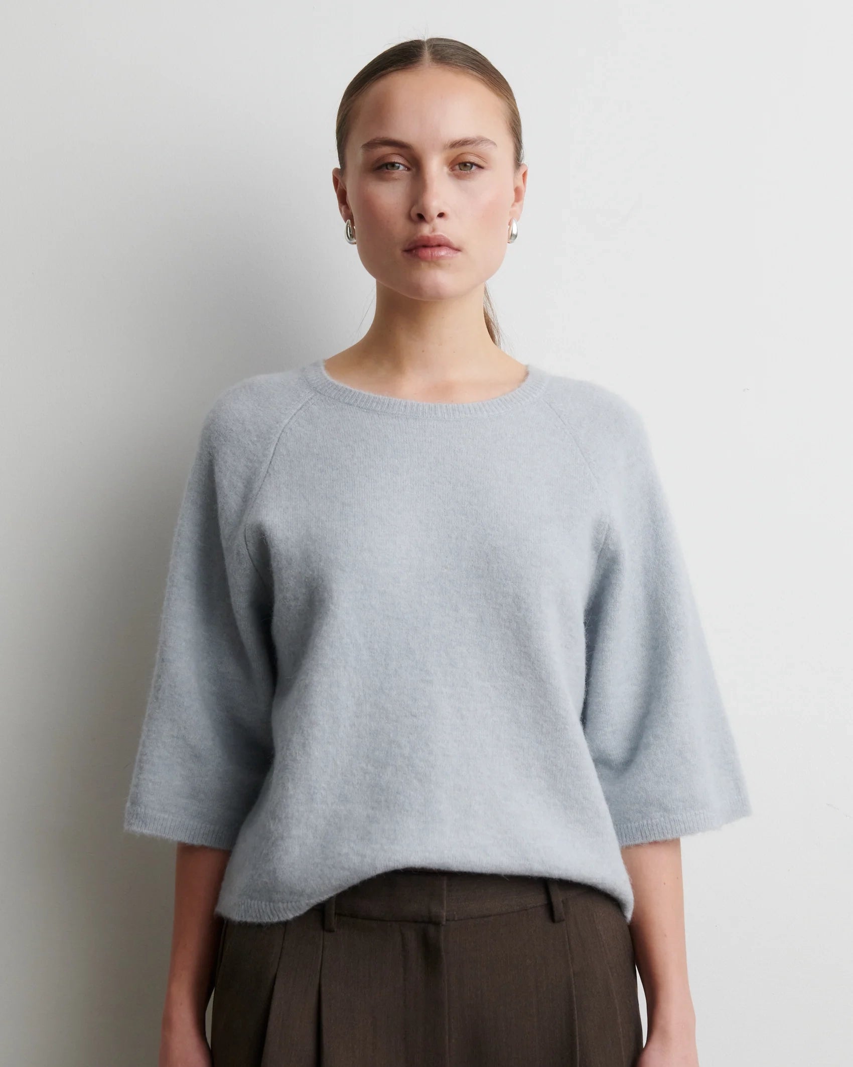 Gabby Knit Short Sleeve O-Neck - Quarry