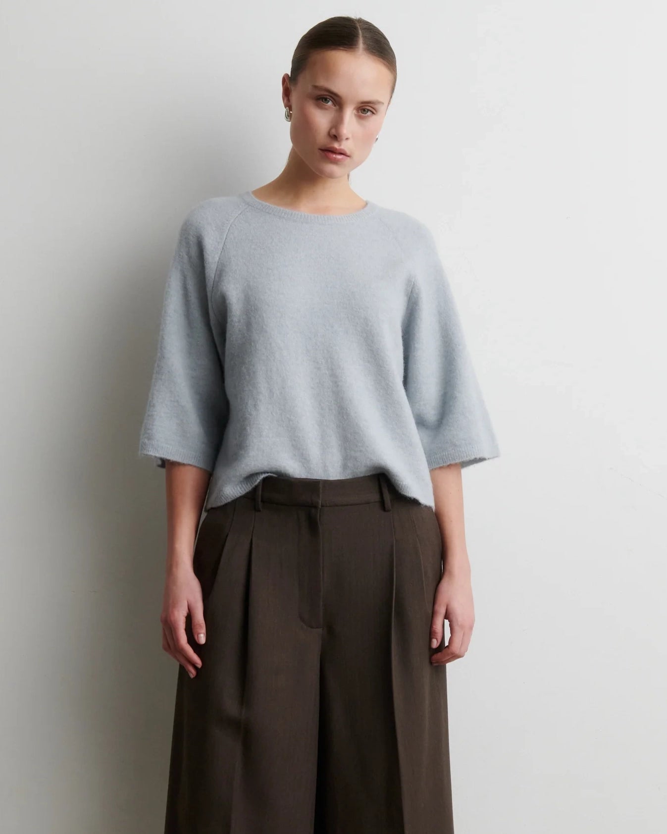 Gabby Knit Short Sleeve O-Neck - Quarry