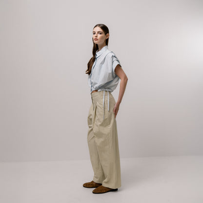 Gathered Shirt Blouse - Sky