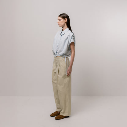 Gathered Shirt Blouse - Sky