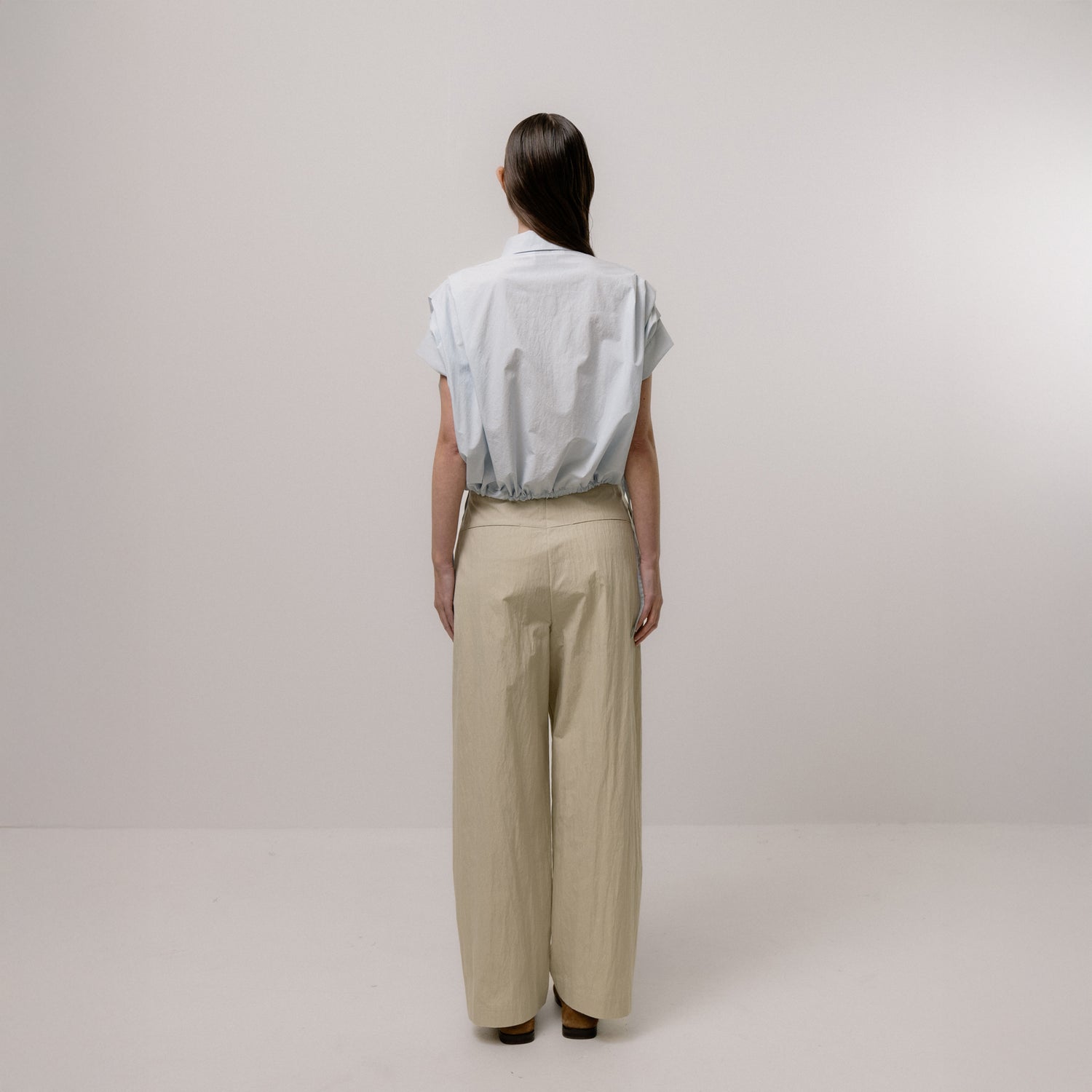 Gathered Shirt Blouse - Sky