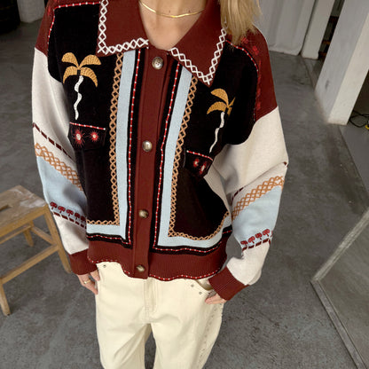 Geometric Knit Bomber - Multi
