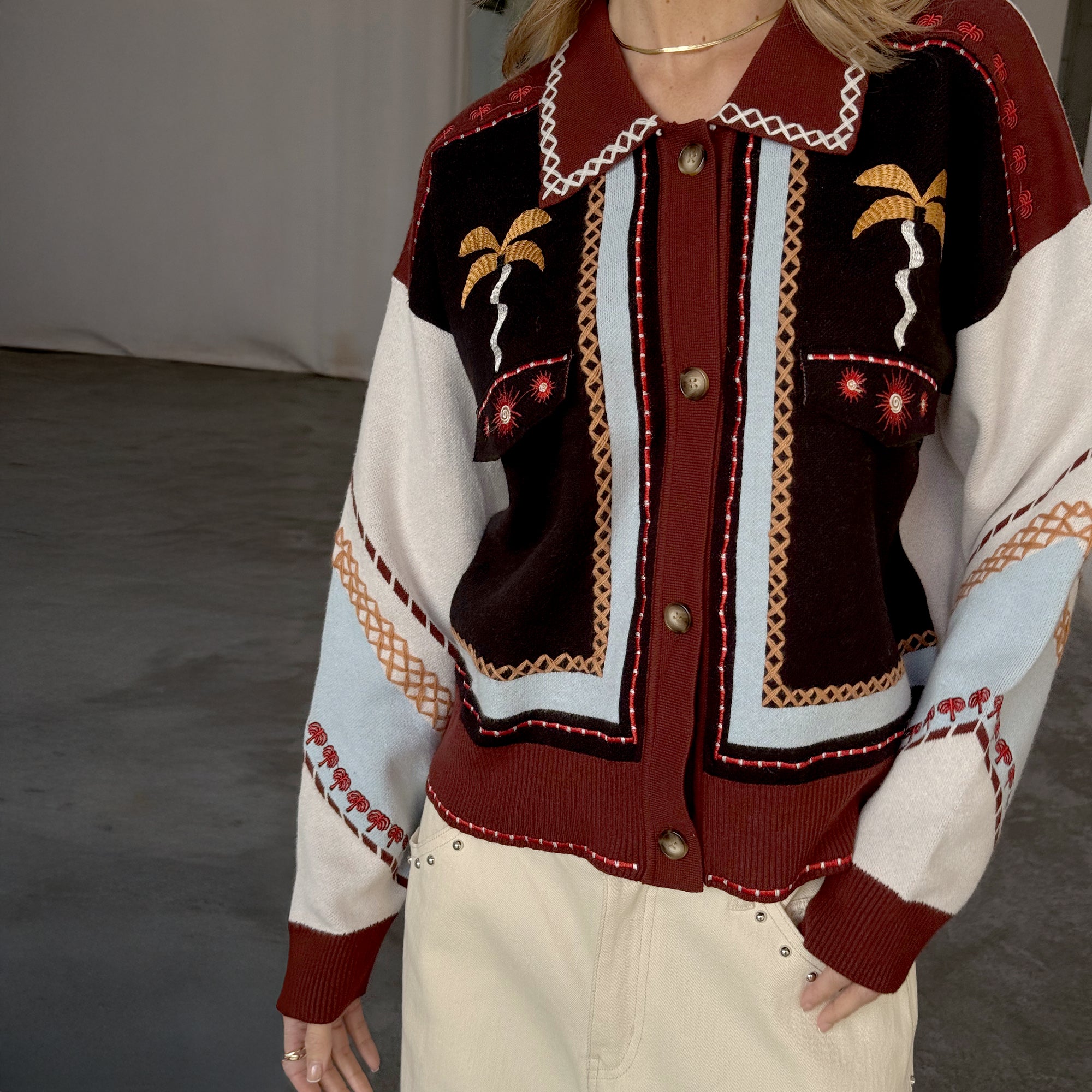 Geometric Knit Bomber - Multi