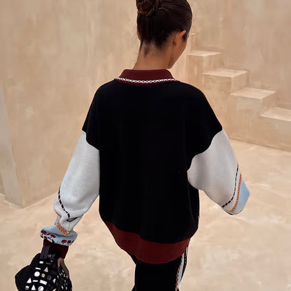 Geometric Knit Bomber - Multi