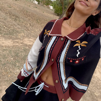 Geometric Knit Bomber - Multi
