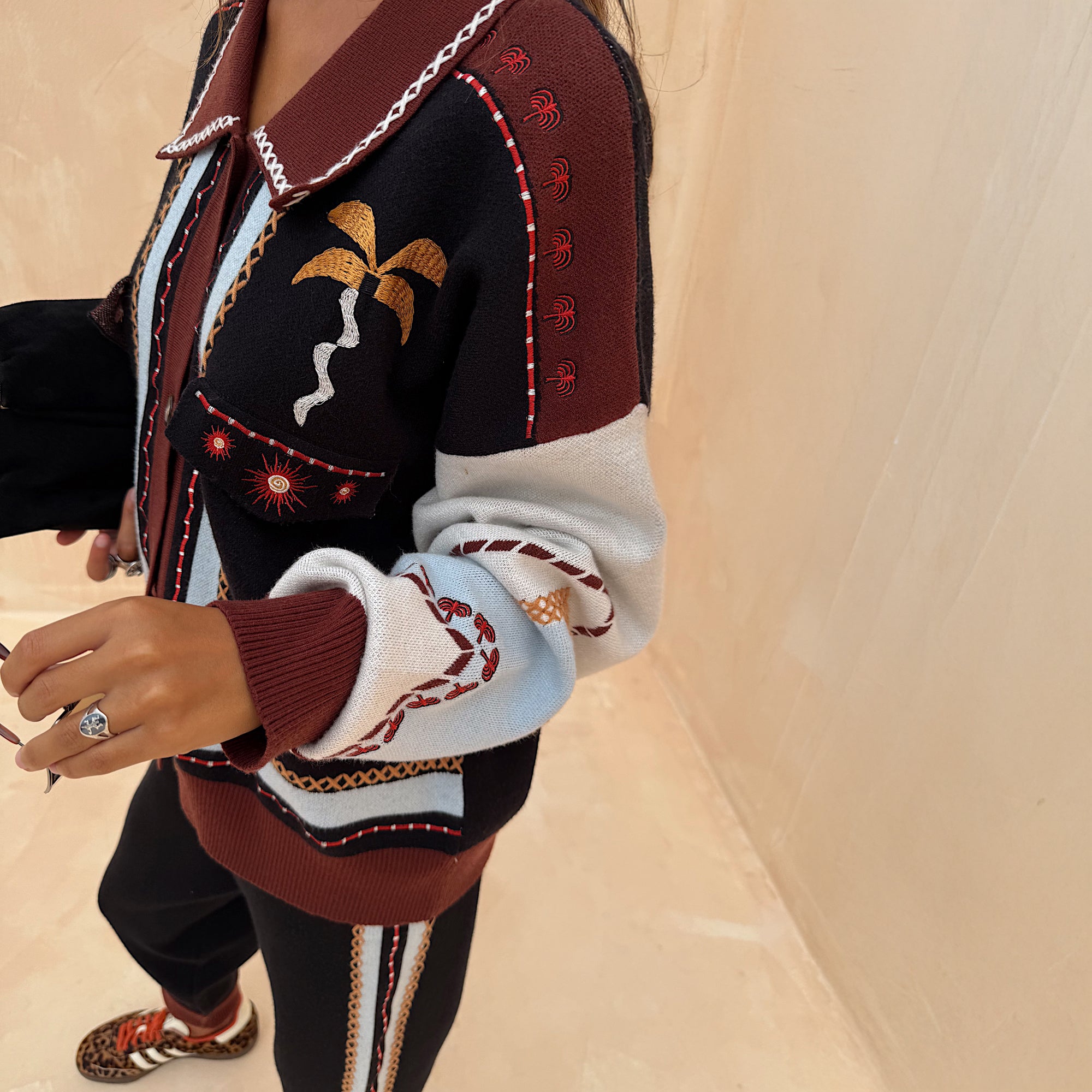 Geometric Knit Bomber - Multi