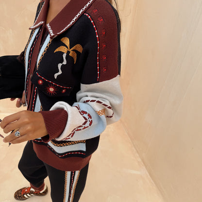 Geometric Knit Bomber - Multi