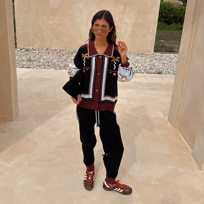 Geometric Knit Bomber - Multi