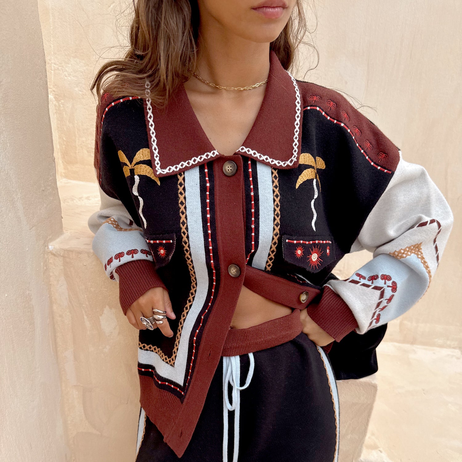 Geometric Knit Bomber - Multi