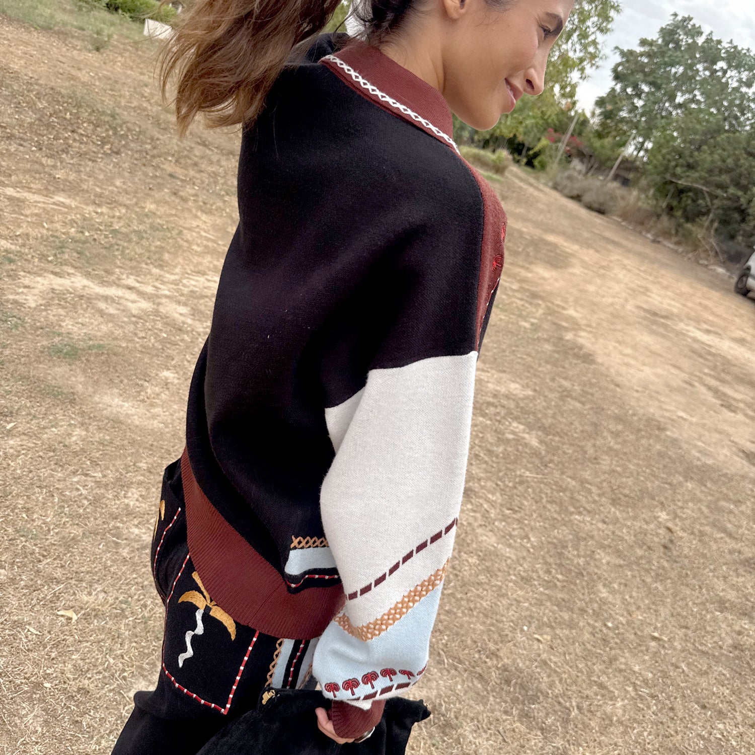 Geometric Knit Bomber - Multi