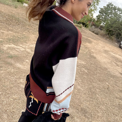 Geometric Knit Bomber - Multi