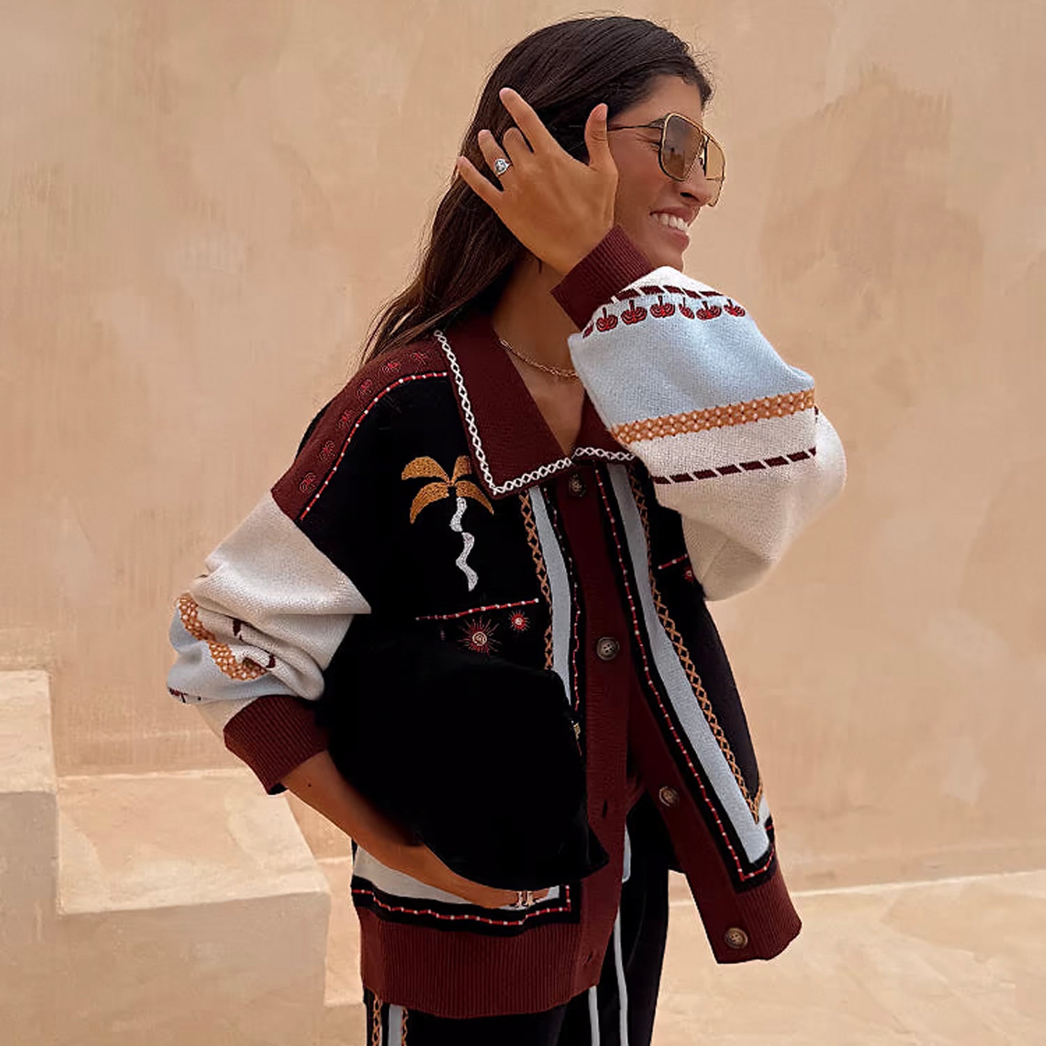 Geometric Knit Bomber - Multi