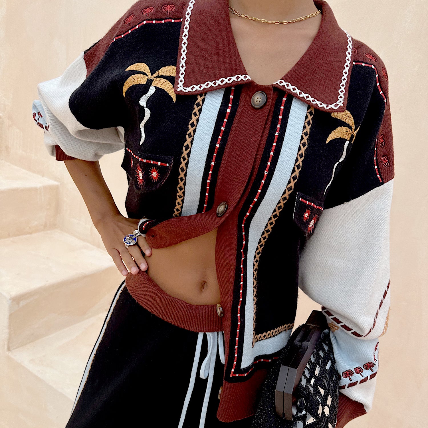 Geometric Knit Bomber - Multi