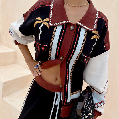 Geometric Knit Bomber - Multi