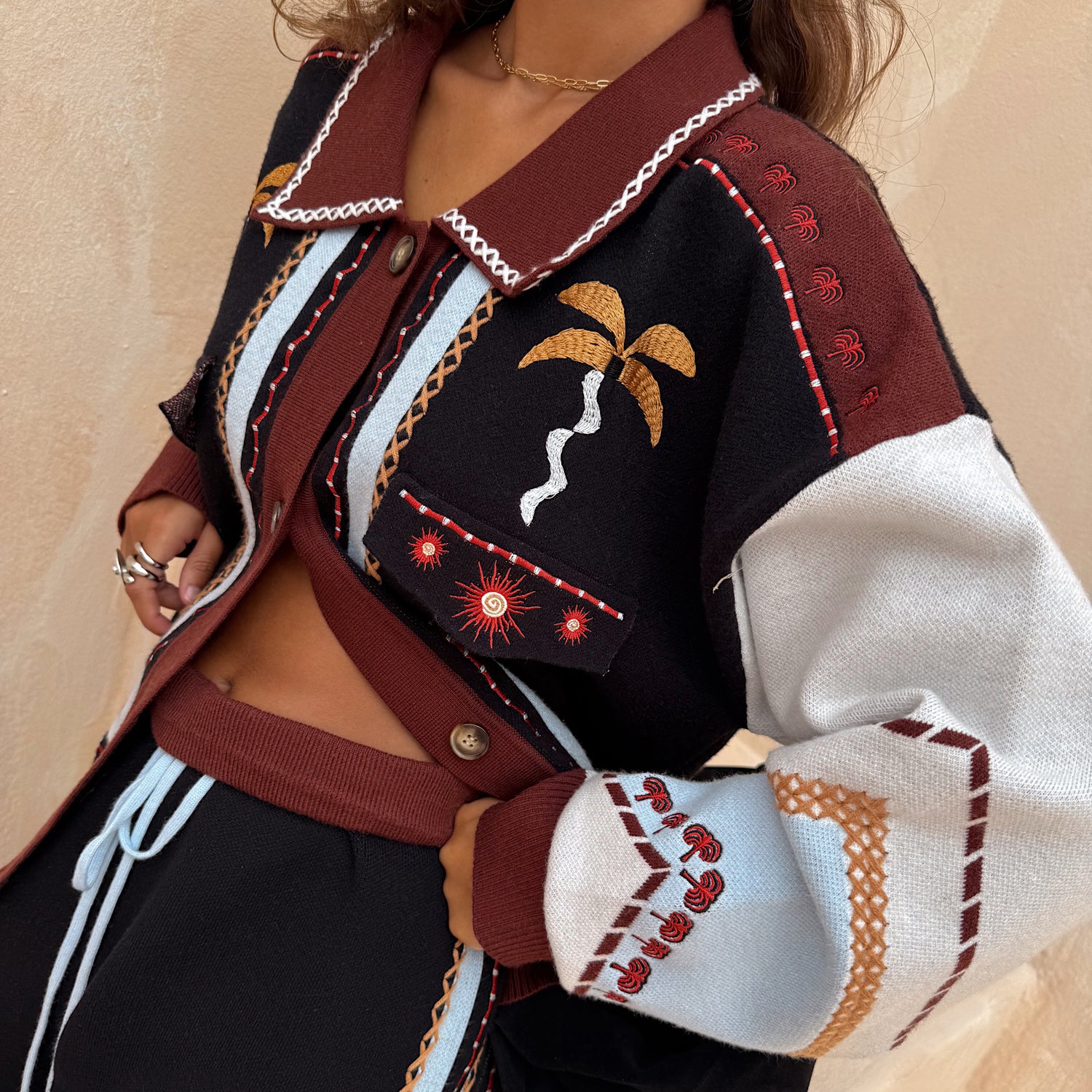Geometric Knit Bomber - Multi