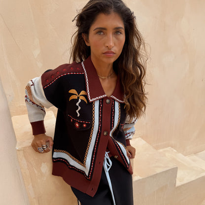 Geometric Knit Bomber - Multi