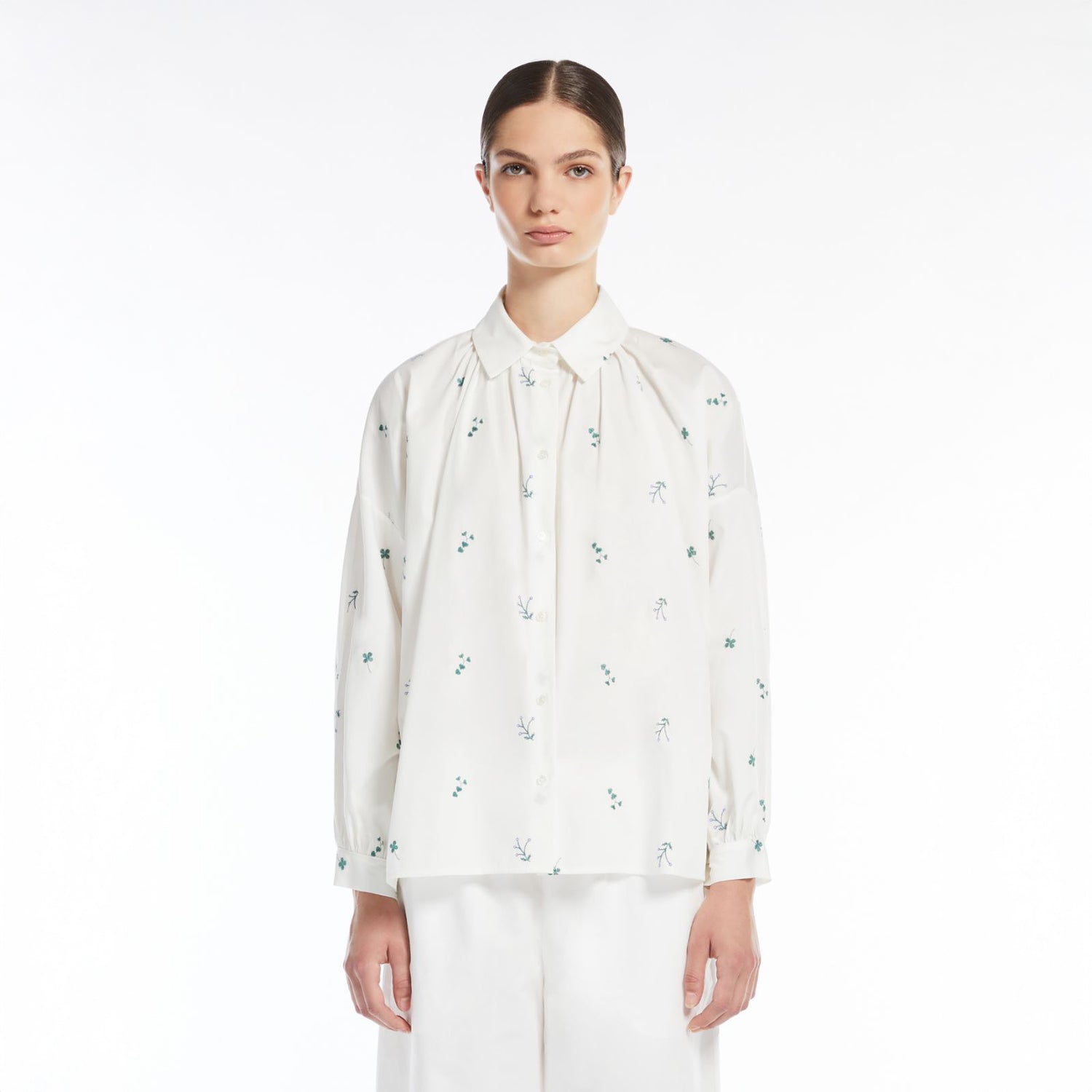 Gilly Cotton Embroidered Shirt - White