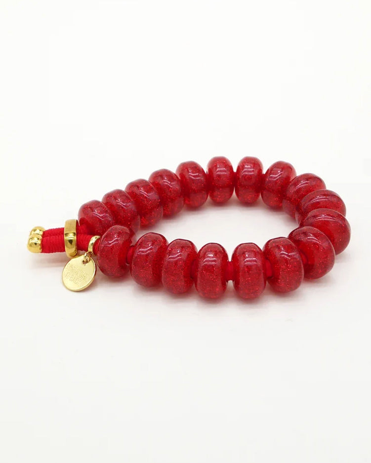 Glitter Donut Hair Tie Bracelet - Red