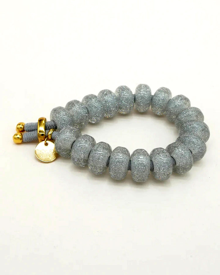 Glitter Donut Hair Tie Bracelet - Silver