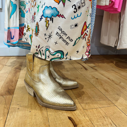 Gold Short Cowboy Boot - Gold