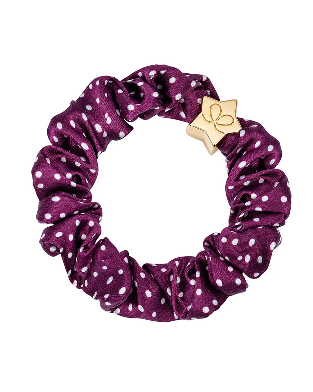 Gold Star Silk Scrunchie Polka Dot - Sangria