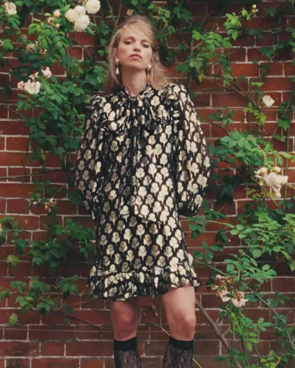 Gracie Short Dress - Black/Gold