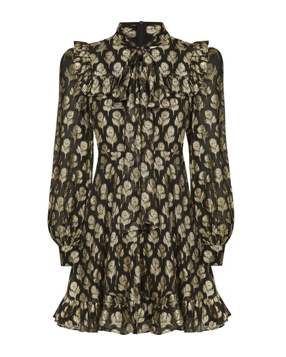 Gracie Short Dress - Black/Gold