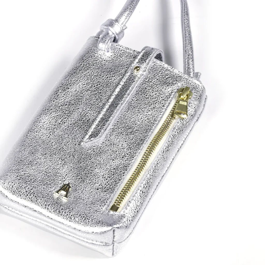 Grigri Leather Phone Bag - Silver