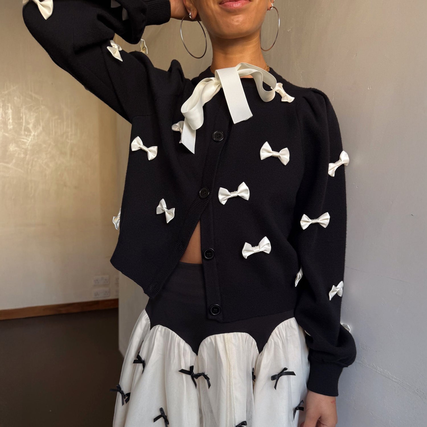 Black Bow Sophie Cardigan - Black