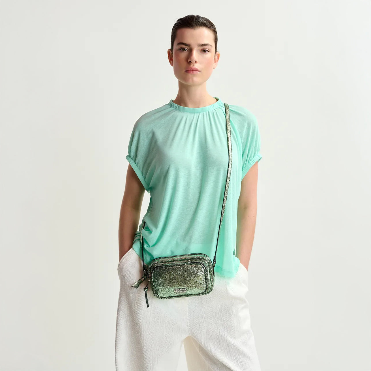 Hamen Faux Leather Bag - Neptune Green