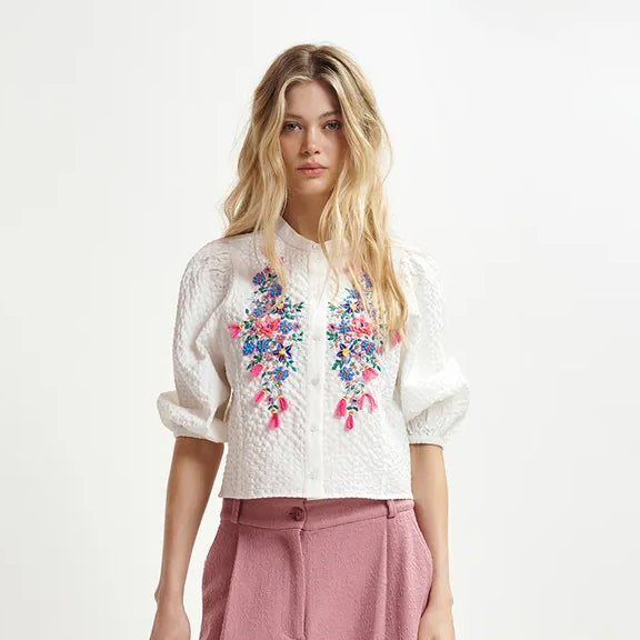 Heartfelt Embellished Shirt - White