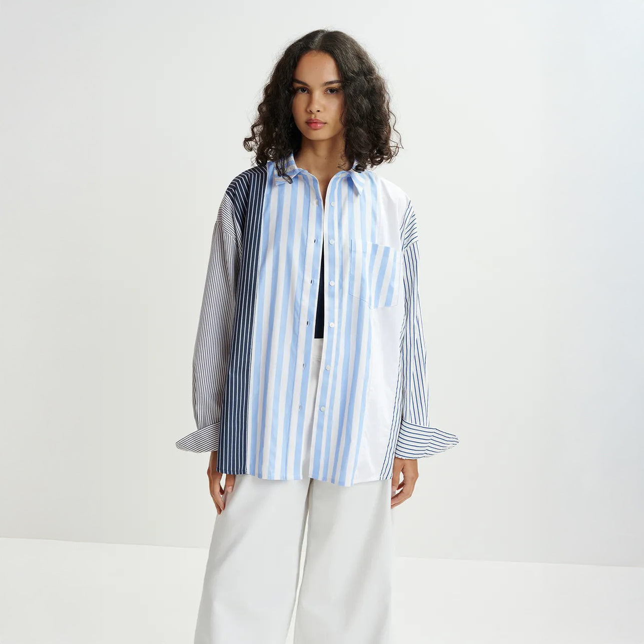 Hemix Patchwork Shirt - Aqua Blue