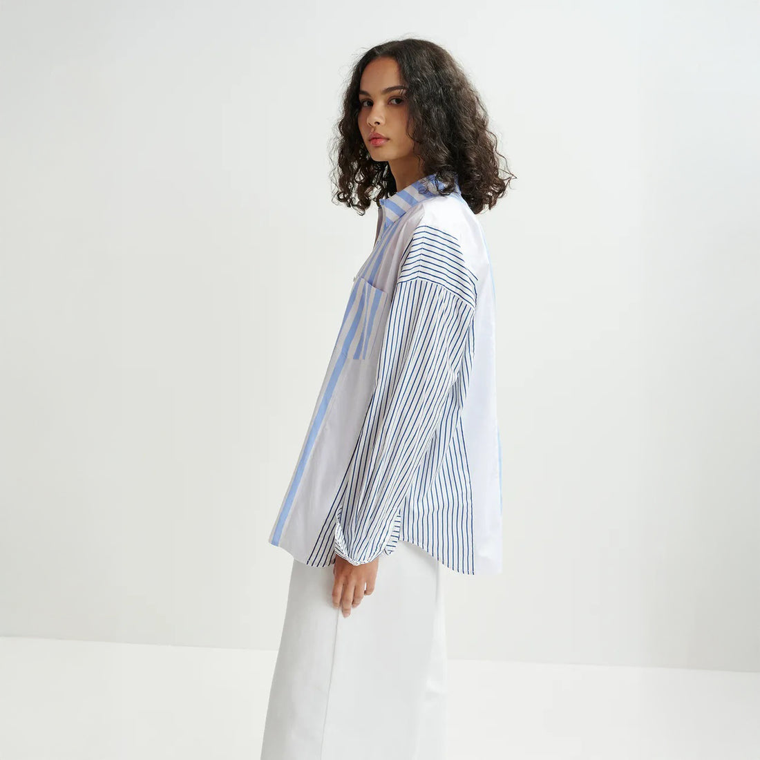 Hemix Patchwork Shirt - Aqua Blue