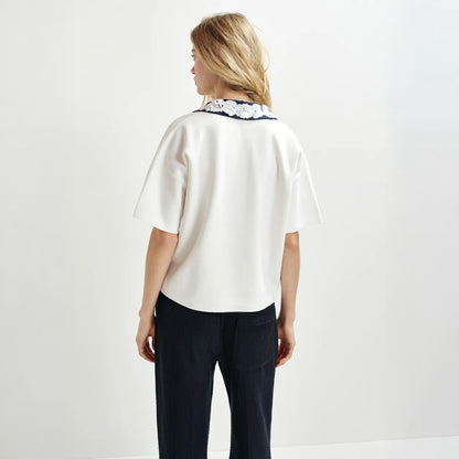 Hoiseau Embroidered Polo - Off White