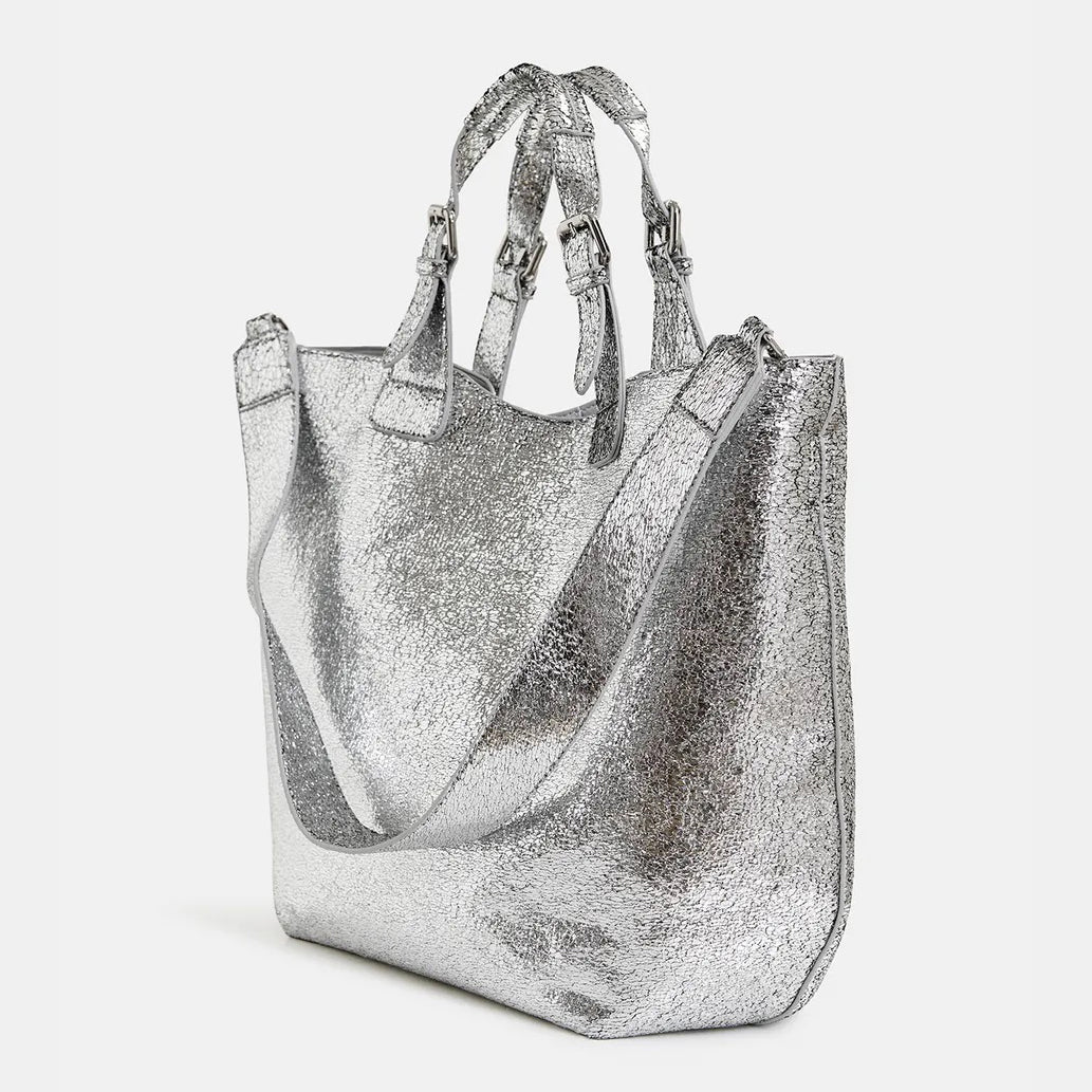 Hurry Faux Leather Shopper - Silver