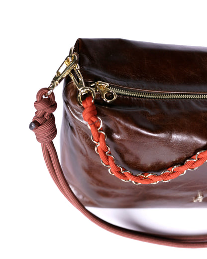 Mini Halo Leather Bag - Brown