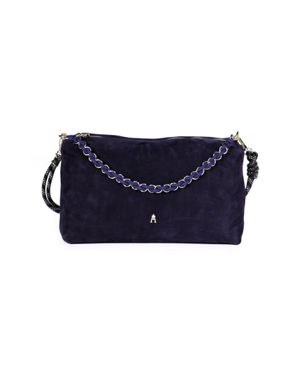 Mini Halo Suede Bag - Navy