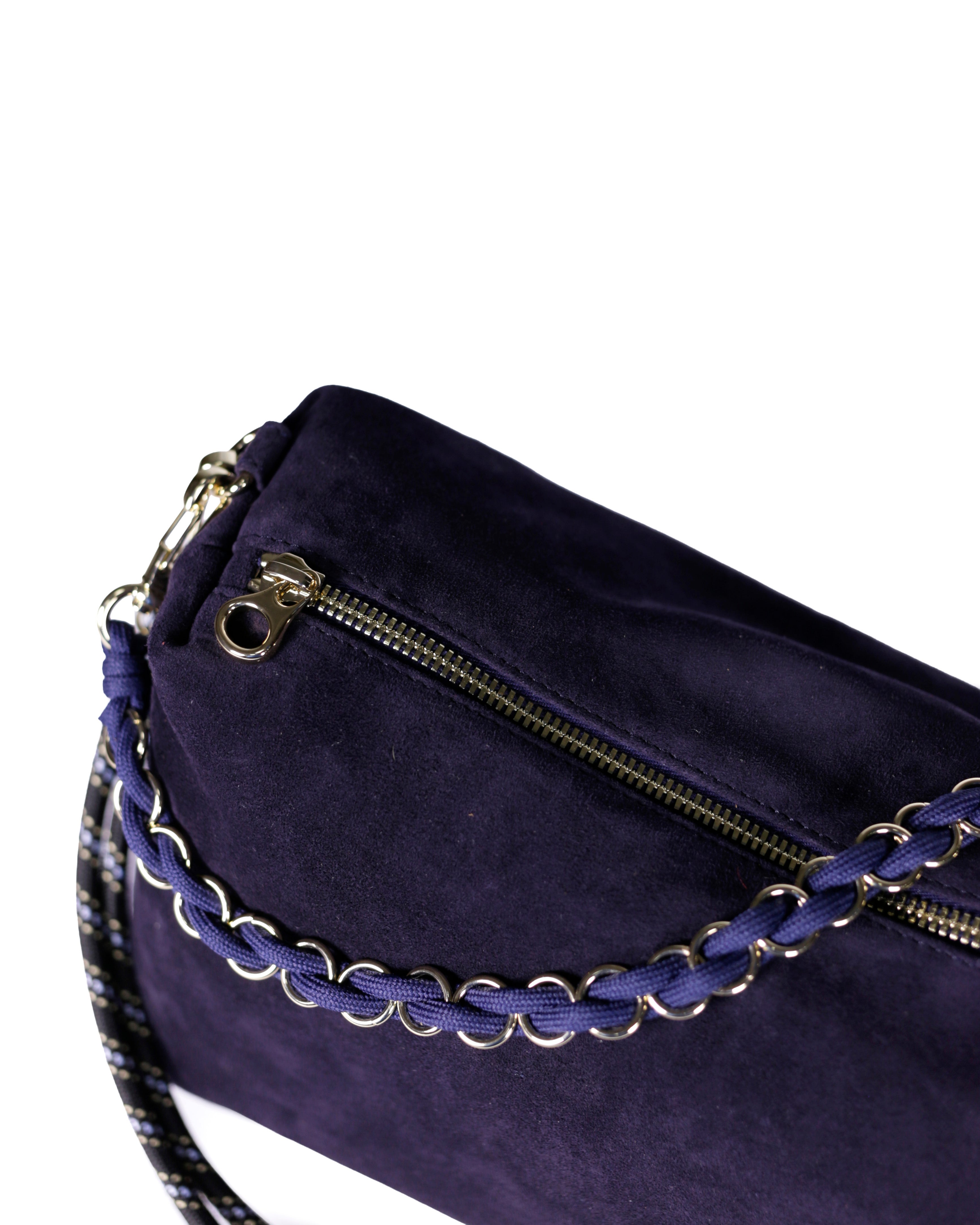 Mini Halo Suede Bag - Navy