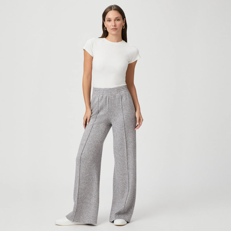 Harper Wide Leg With Elastic Waistband Trousers - Heather Grey