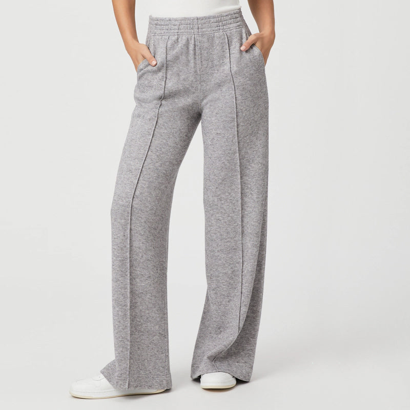 Harper Wide Leg With Elastic Waistband Trousers - Heather Grey