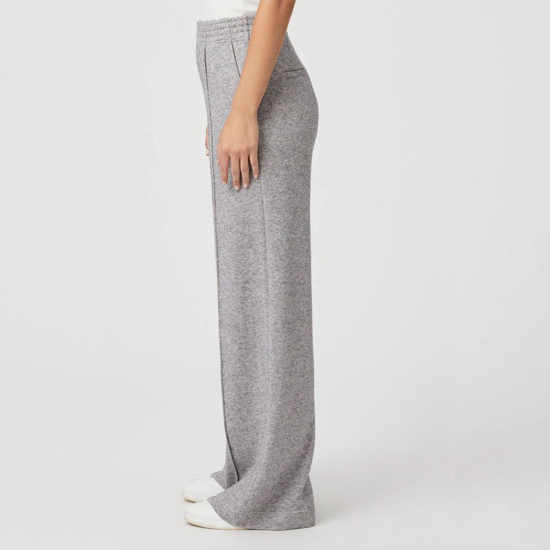 Harper Wide Leg With Elastic Waistband Trousers - Heather Grey